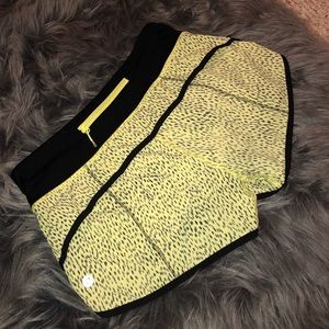 Lululemon Yellow Print Speed Short 2.5in